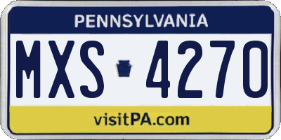 PA license plate MXS4270
