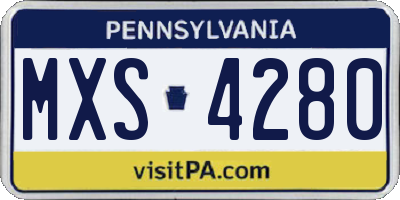 PA license plate MXS4280