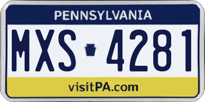 PA license plate MXS4281