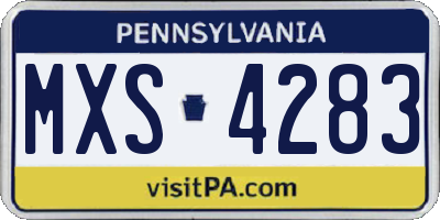 PA license plate MXS4283