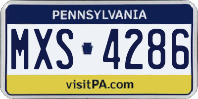 PA license plate MXS4286