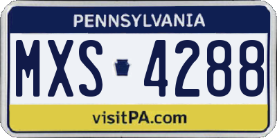 PA license plate MXS4288