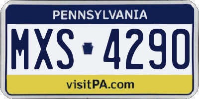 PA license plate MXS4290