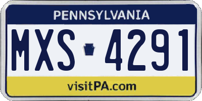 PA license plate MXS4291