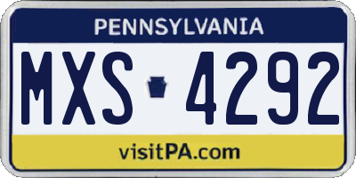 PA license plate MXS4292
