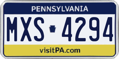 PA license plate MXS4294