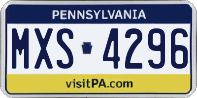 PA license plate MXS4296