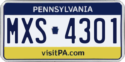 PA license plate MXS4301