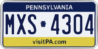 PA license plate MXS4304