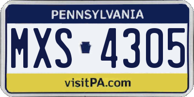PA license plate MXS4305