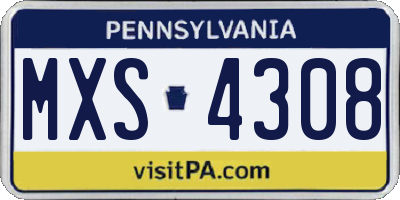PA license plate MXS4308