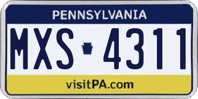 PA license plate MXS4311