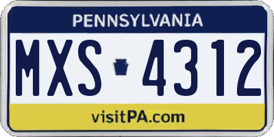 PA license plate MXS4312