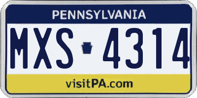 PA license plate MXS4314
