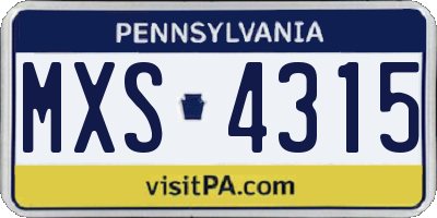 PA license plate MXS4315