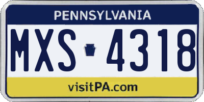 PA license plate MXS4318