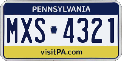 PA license plate MXS4321