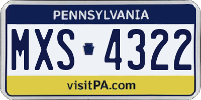 PA license plate MXS4322