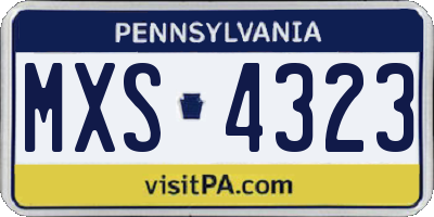 PA license plate MXS4323