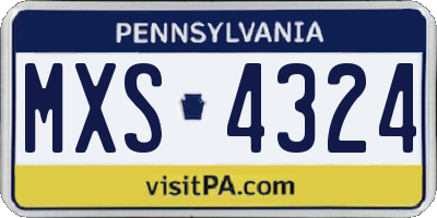 PA license plate MXS4324