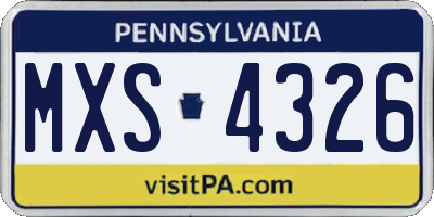 PA license plate MXS4326