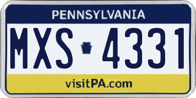 PA license plate MXS4331