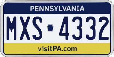 PA license plate MXS4332