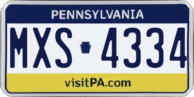 PA license plate MXS4334
