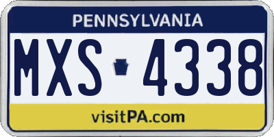 PA license plate MXS4338