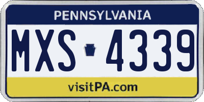 PA license plate MXS4339