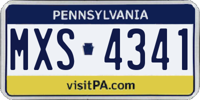PA license plate MXS4341
