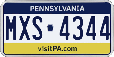PA license plate MXS4344
