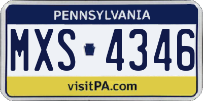 PA license plate MXS4346
