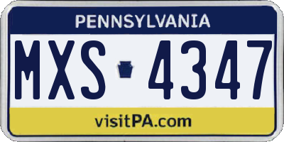 PA license plate MXS4347