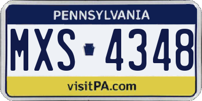 PA license plate MXS4348