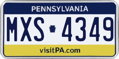 PA license plate MXS4349