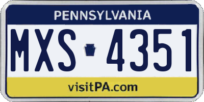 PA license plate MXS4351