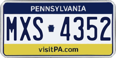PA license plate MXS4352