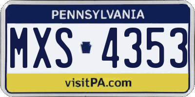 PA license plate MXS4353