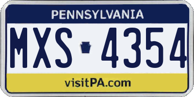 PA license plate MXS4354