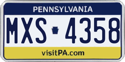 PA license plate MXS4358