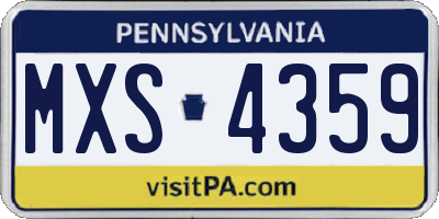 PA license plate MXS4359