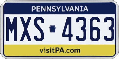PA license plate MXS4363
