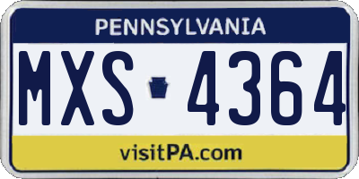 PA license plate MXS4364