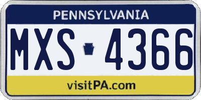 PA license plate MXS4366