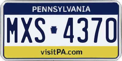 PA license plate MXS4370