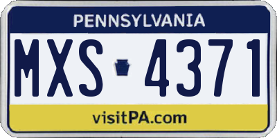 PA license plate MXS4371