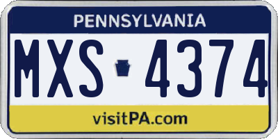 PA license plate MXS4374