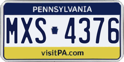 PA license plate MXS4376