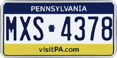 PA license plate MXS4378